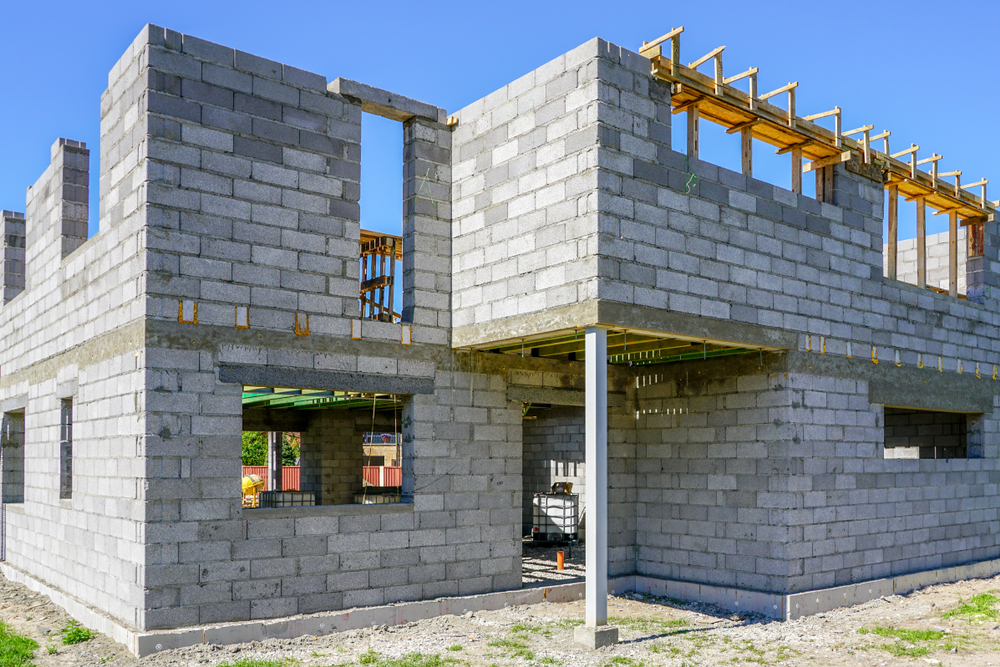 Concrete,Foundation,Of,A,New,House,,View,Of,Construction,Site